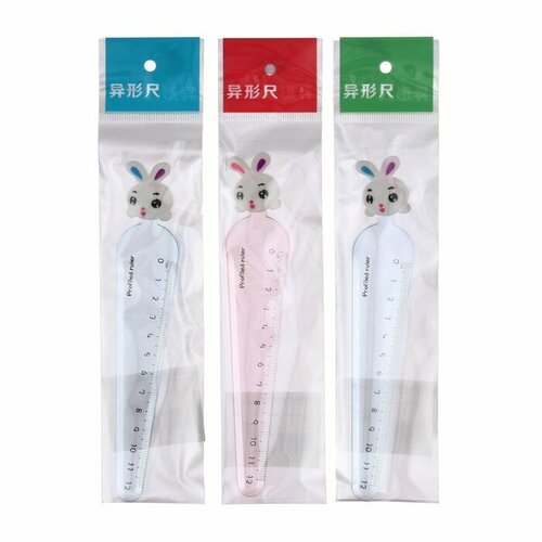 Линейка 12 см пластик Кролик микс 263₽