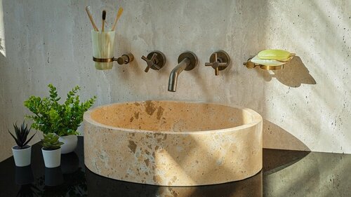Бежевая раковина для ванной Sheerdecor Margo 100062111 из натурального камня мрамора