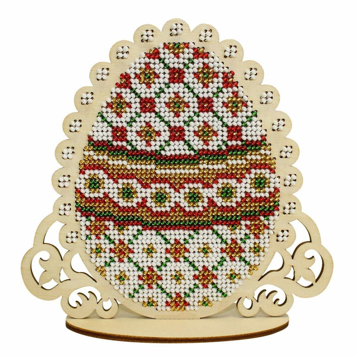 Набор для вышивания М. П. Студия "Белое пасхальное яйцо", на деревянной основе, 13х14 см, О-054