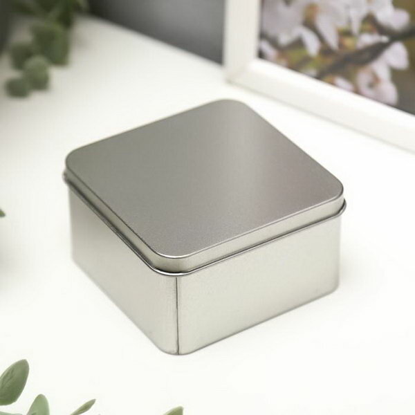 фото Шкатулка металл квадратная "Серебристая" 8х8 см