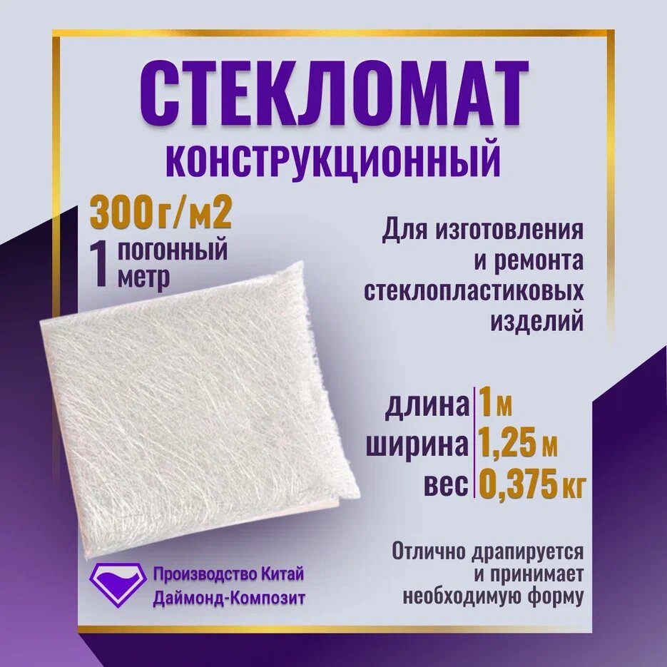 фото Стекломат эмульсионный 300 грамм (упаковка 1 погонный метр)