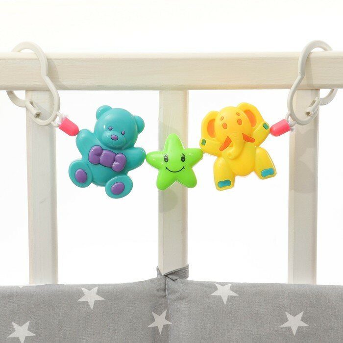 Растяжка на коляску/кроватку «Мишка, звезда, слоник», 3 игрушки, Крошка Я