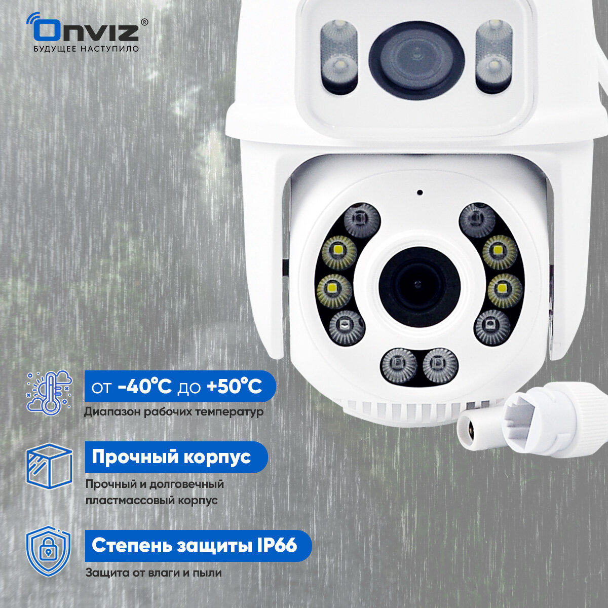 Купольная поворотная IP WiFi камера видеонаблюдения с 2-мя объективами Onviz U90, беспроводная уличная камера для дома, для дачи