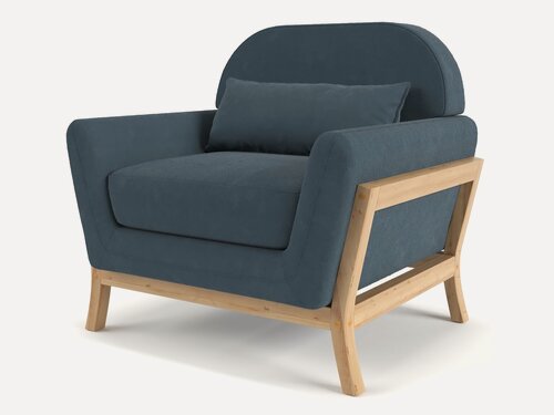 Изображение товара Кресло мягкое Эрлинг Blue Grey, шенилл мягкое, для дома, для гостиной, для отдыха дома, на балкон, скандинавский лофт