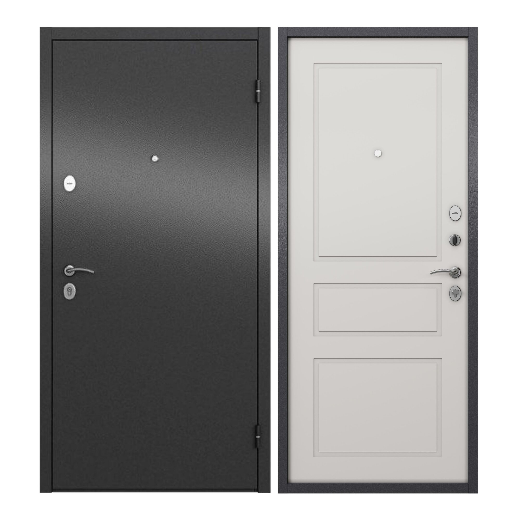 Дверь входная для квартиры ProLine металлическая Apartment 860х2050 левая антивандальное покрытие два уплотнителя замки 4го и 2го класса серый