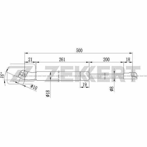 Газовая пружина, крышка багажник, ZEKKERT GF-1763 (1 шт.)