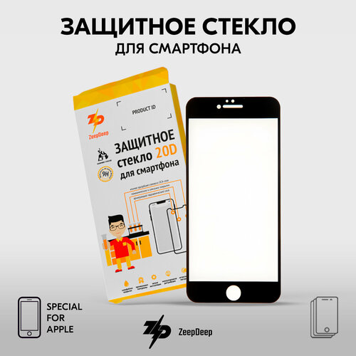 Защитное стекло (поклейка на экран) 20D для iPhone 6 Plus, 6S Plus, черное Full Glue ZeepDeep 20D защитное стекло 20d для iphone 6 plus 6s plus черное black full glue zeepdeep 20d