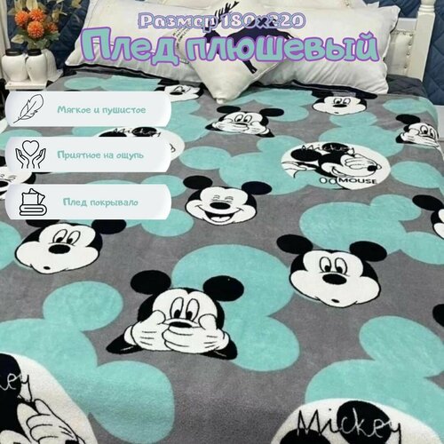 Плед плюшевый 2 спальный микки 849₽