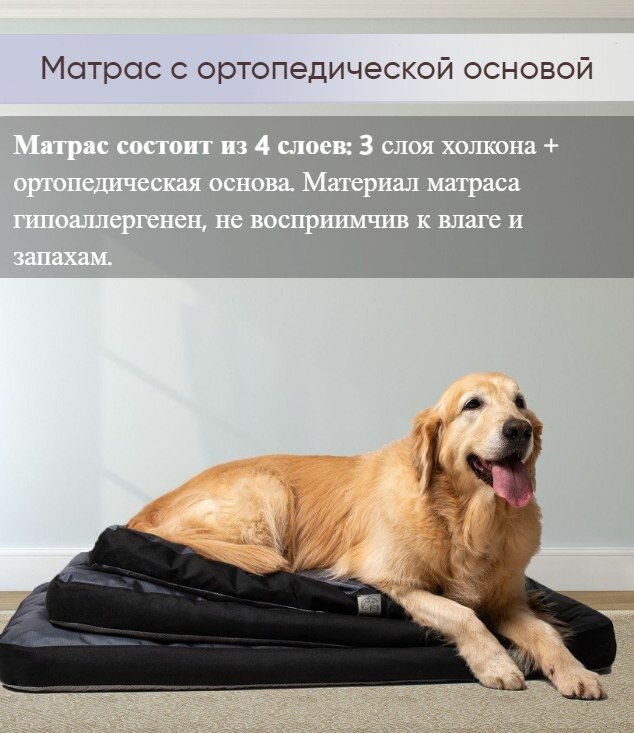 Лежак-матрас 70x50 см / лежанка для больших и средних пород собак и кошек. Большой, ортопедический И водонепроницаемый