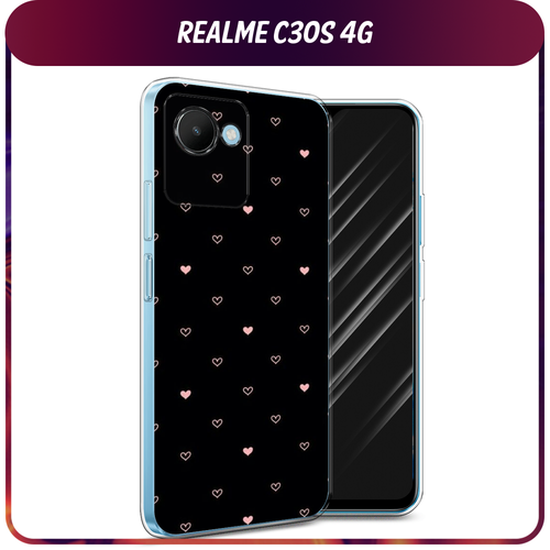 Силиконовый чехол на Realme C30S 4G / Реалми С30S 4G Чехол с сердечками силиконовый чехол на realme c30s 4g реалми с30s 4g дегустатор прозрачный