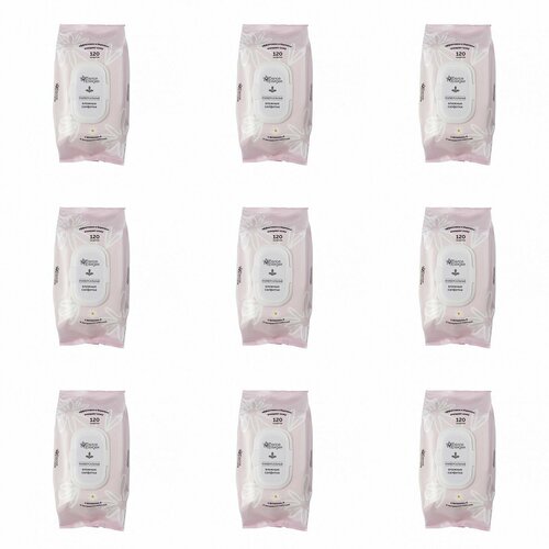 Белая Орхидея Салфетки влажные универсальные, Экстракт ромашки и витамин Е 120шт/уп, 9 упаковок