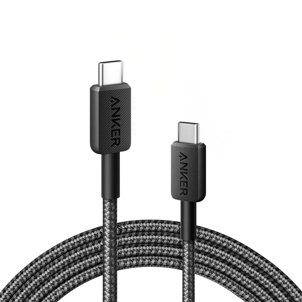 Кабель Anker PowerLine 322 USB-C to USB-C 3A 60W в оплетке 1.8 м цвет черный (A81F6G11)