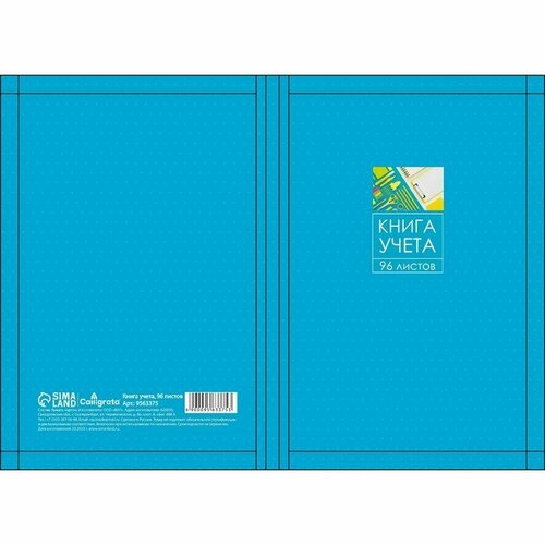 Книга учета, 96 листов, обложка картон 7БЦ, блок газетный, клетка, (комплект из 10 шт) синий