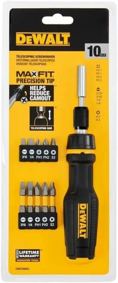 Отвертка DEWALT, телескопическая, со сменными битами, 10 бит, - фото №7