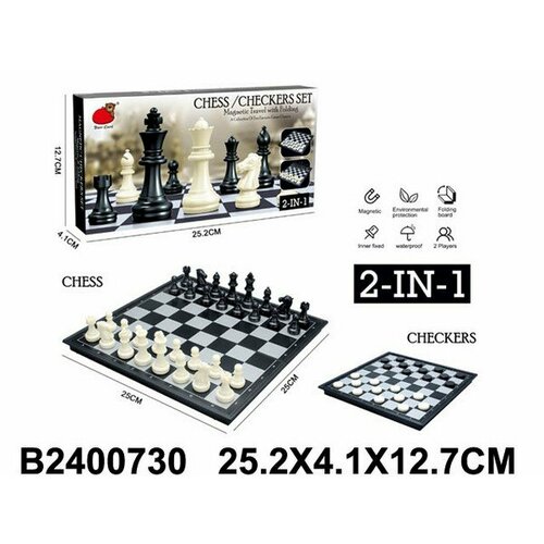 Игра настольная 2 в 1 Шахматы, шашки BEAR CARD R 2400730