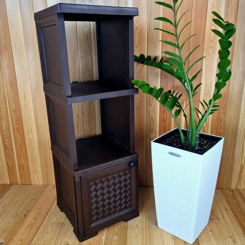 Тумба УЮТ пластиковая усиленная 405х42х1225 h 3 этажа 1 левая плетёная дверца Цвет Коричневый Арт Э-181-Д 9800₽