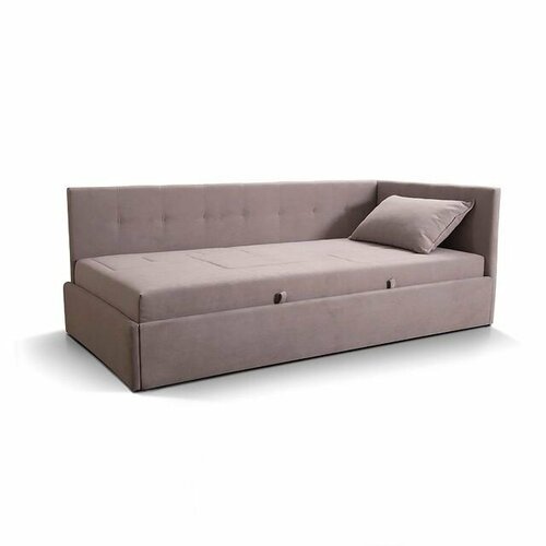 Кровать Валерия, 90*190см, цвет бежевый, с подъемным механизмом, изголовье слева, велюр Modus 02