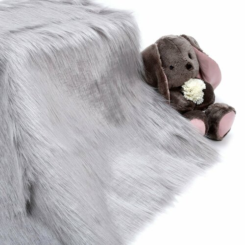 Лоскут 5050 мех длинноворсовый на трикотажной основе цвет светло серый 401₽