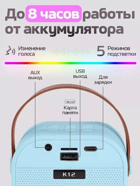 Детская караоке-система Fifine с двумя микрофонами и Bluetooth-колонкой — фото 1