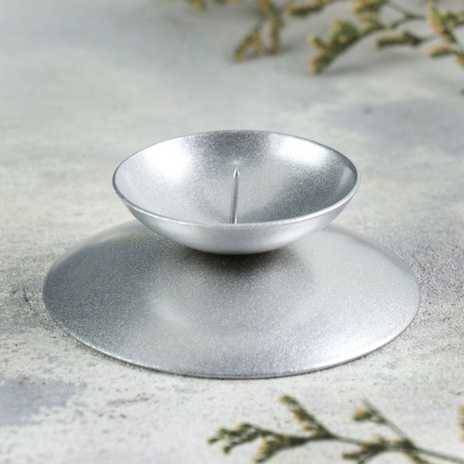 Подсвечник "Гадальный Н" металл на одну свечу, 7.3х3 см, серебро