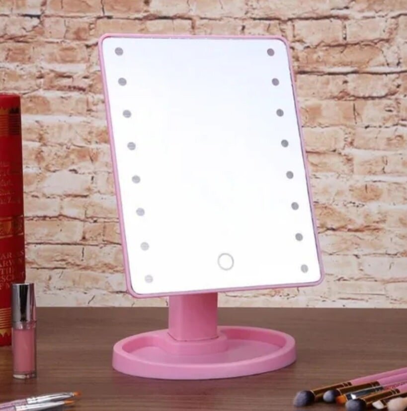 Косметическое зеркало с подсветкой Large Led Mirror (розовый)