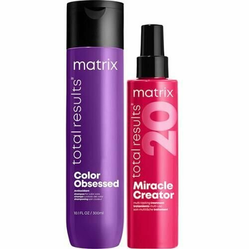 Matrix Total Results Набор для защиты цвета волос, шампунь Color Obsessed, 300мл + спрей Miracle Creator, 190мл matrix total results miracle creator многофункциональный спрей для волос multi tasking treatment 190 мл