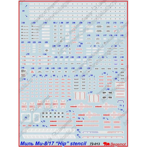 Деколь Миль Ми-8/17 технические надписи, 1/72
