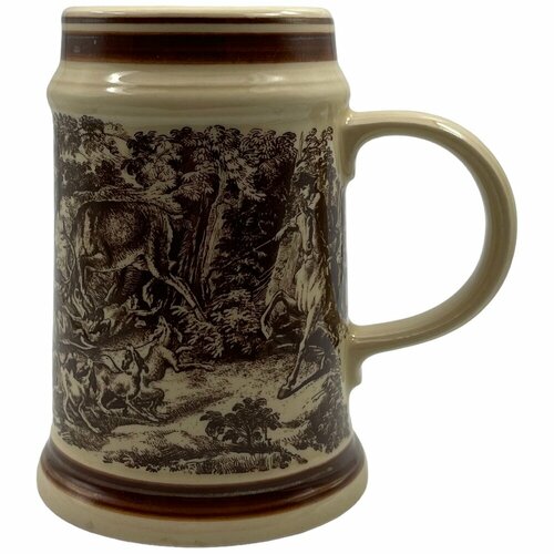 Пивная кружка Ridinger охотничьи мотивы 06 л керамика 1960-1990 гг Colditz Porzellan ГДР 8625₽
