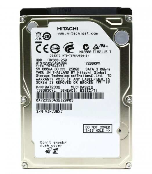Жесткий диск Hitachi 0A72332 250Gb 7200 SATAII 2,5" HDD
