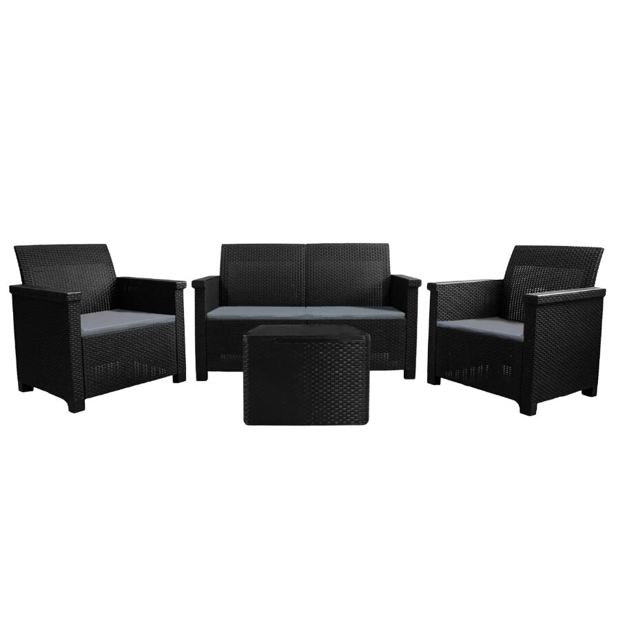 фото Набор садовой мебели Naterial Basegi полипропилен цвет темно-серый диван 1 шт, кресло 2 шт, столик