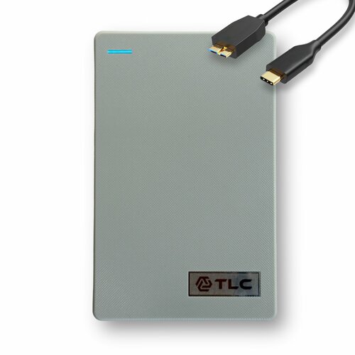 Внешний жесткий диск TLC Slim Portable, Портативный HDD 2,5 500 Gb USB Type-C, Серый 2023 портативный внешний жесткий диск usb 3 1 type c m 2 ssd внешний жесткий диск 500 гб 1 тб 2 флеш накопитель tb 8 тб жесткие диски для ноутбуков