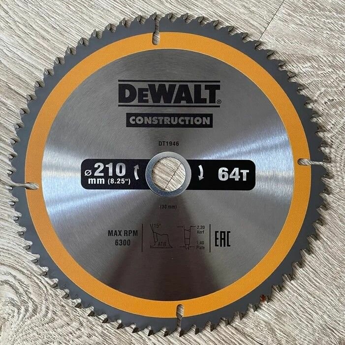 Изображение Диск пильный по дереву 210-64-30 DeWаlt Construction