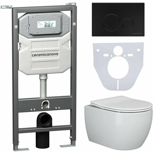 Инсталляция с унитазом и с кнопкой смыва Ceramica Nova CN3001_1001B_1000