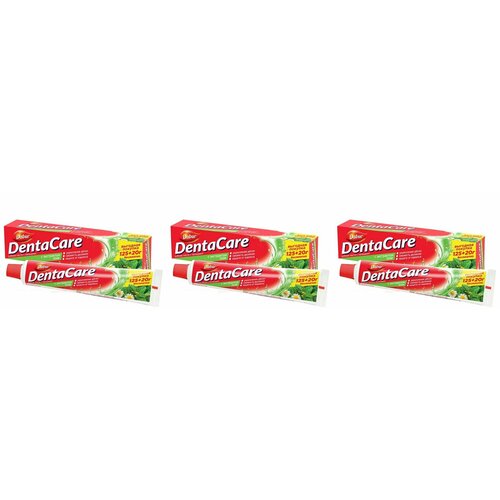 Dabur Зуюбная паста DentaCare, с Экстрактом трав, с кальцием, 125+20 г, 3 шт уход за полостью рта dabur dentacare зубная паста с кальцием dentacare комплексный уход