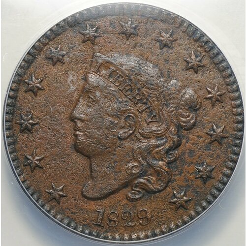 Монета 1 цент 1829 США