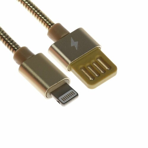Кабель Lightning - USB 21 А металлическая оплётка 1 метр золотистый 476₽
