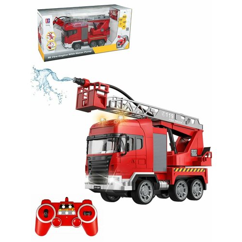 Пожарная машина на р/у 1:20 (свет, звук, распыление воды) Double Eagle E597-003 double e радиоуправляемый пожарная машина double e поливает водой 1 20 2 4g e597 003