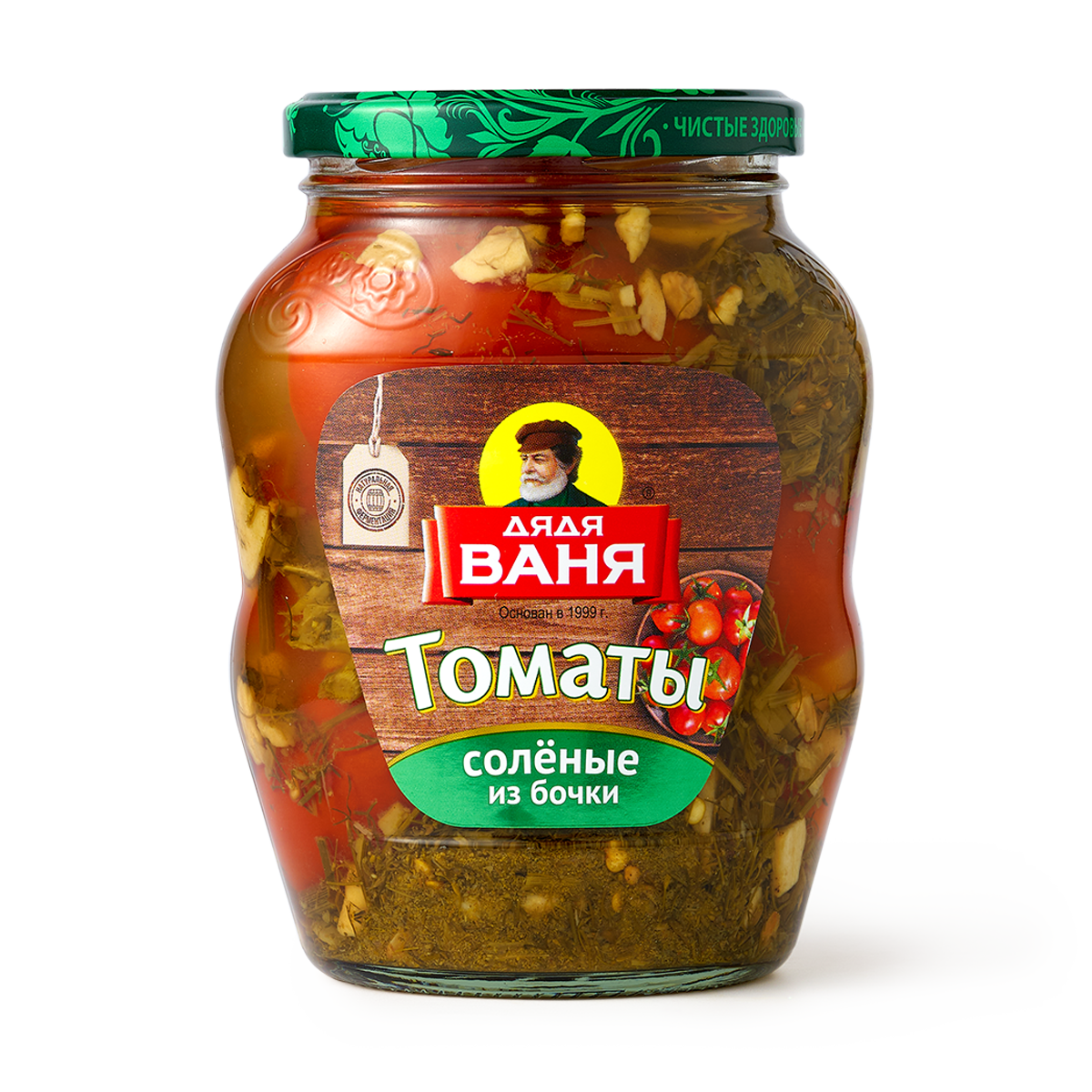 Томаты соленые «Дядя Ваня» из бочки, целые, в стеклянной банке, 680 г