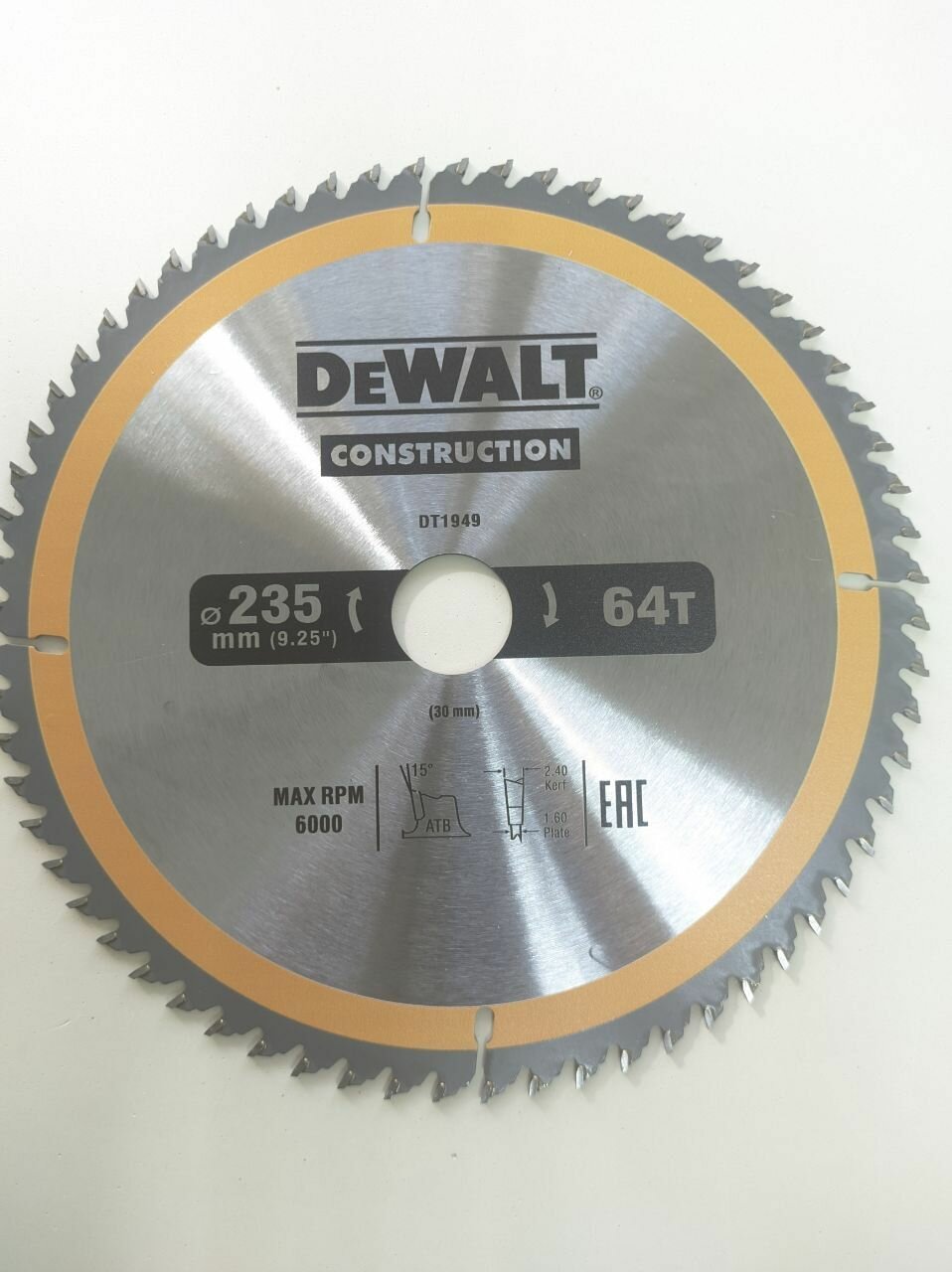 Пильный диск CONSTRUCT (235х30 мм; 64 ATB) DEWALT DT2112