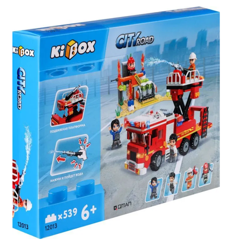 KIBOX Конструктор CityRoad Пожарная машина 539 деталей 12013 kibox конструктор cityroad пожарная станция 693 детали 12014