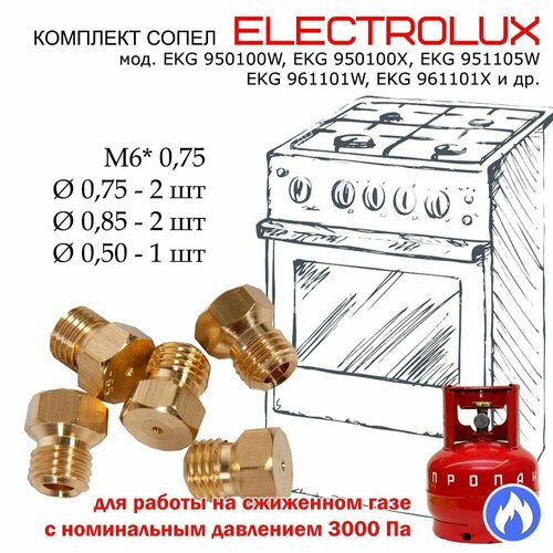 чайник binatone ekg 177 Комплект жиклеров, форсунок газовой плиты Electrolux под балонный, сжиженный газ