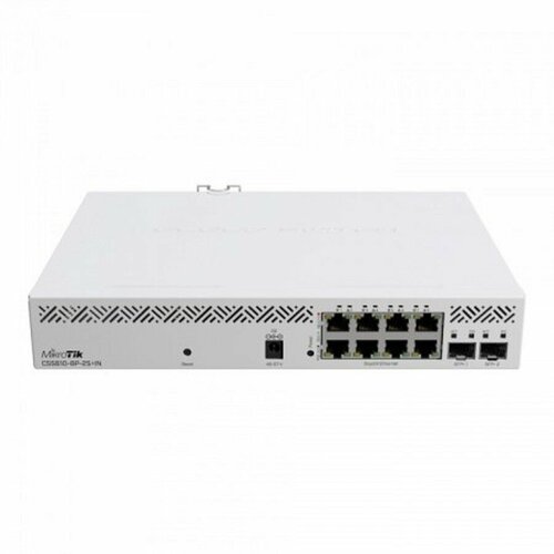 Mikrotik Сетевое оборудование MikroTik CSS610-8P-2S+IN PoE-коммутатор, 8х 1G RJ45, 2х SFP+, раздача PoE 140 Вт, SwitchOS Lite умный коммутатор mikrotik css610 8g 2s in cloud восемь портов ethernet 1g и два порта sfp для подключения к сети 10g фильтры mac