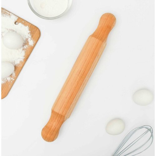 Скалка деревянная 40 6 см фигурные ручки 746₽