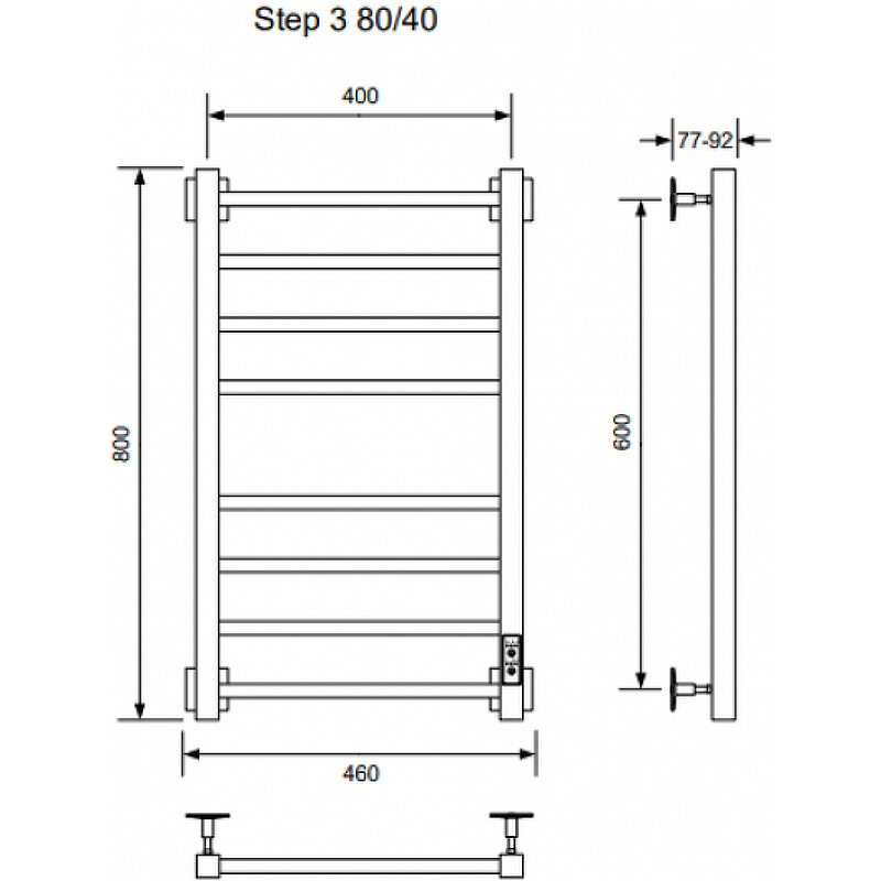 Полотенцесушитель электрический Ника Step 3 80/40, хром - фото №2