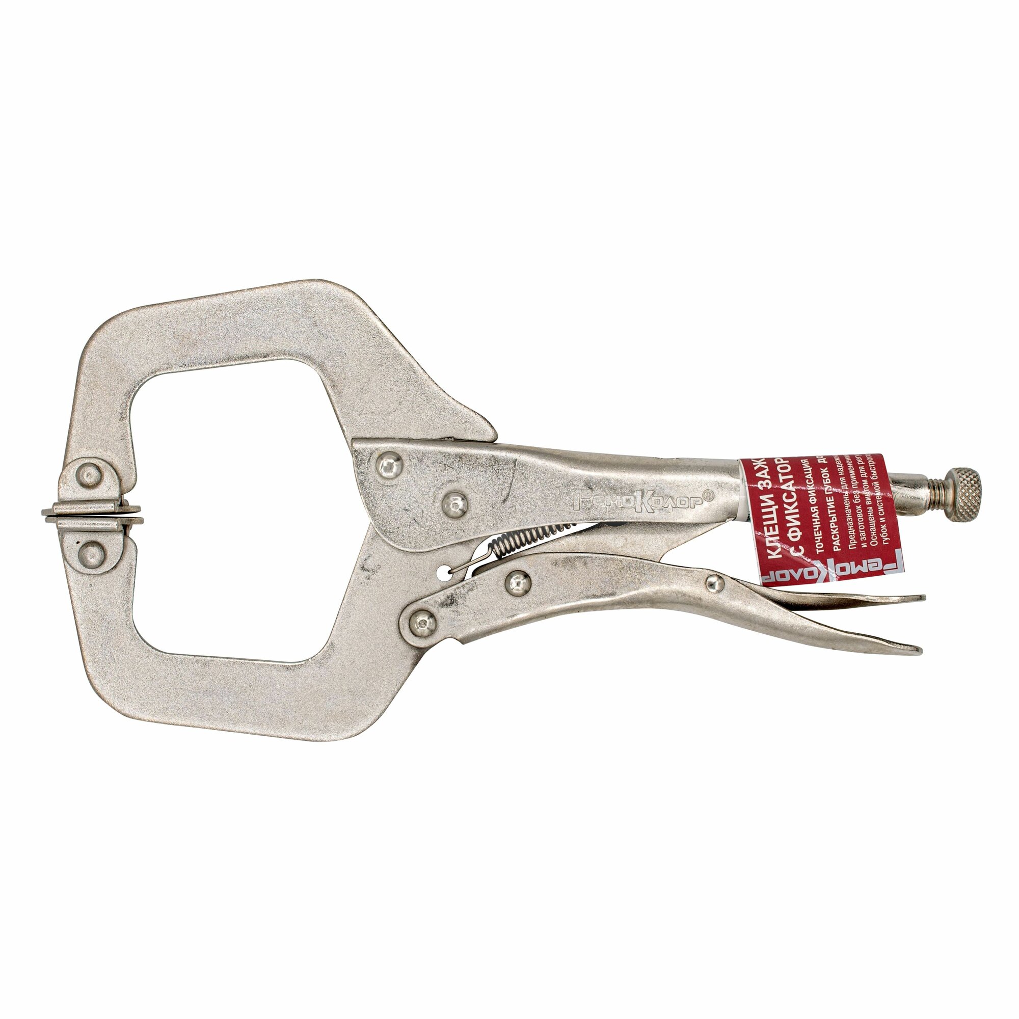 Струбцины РемоКолор Зажим ручной с фиксатором увеличенный захват, подвижные губки, 270мм, раскрытие губок до 80мм (34-3-270)