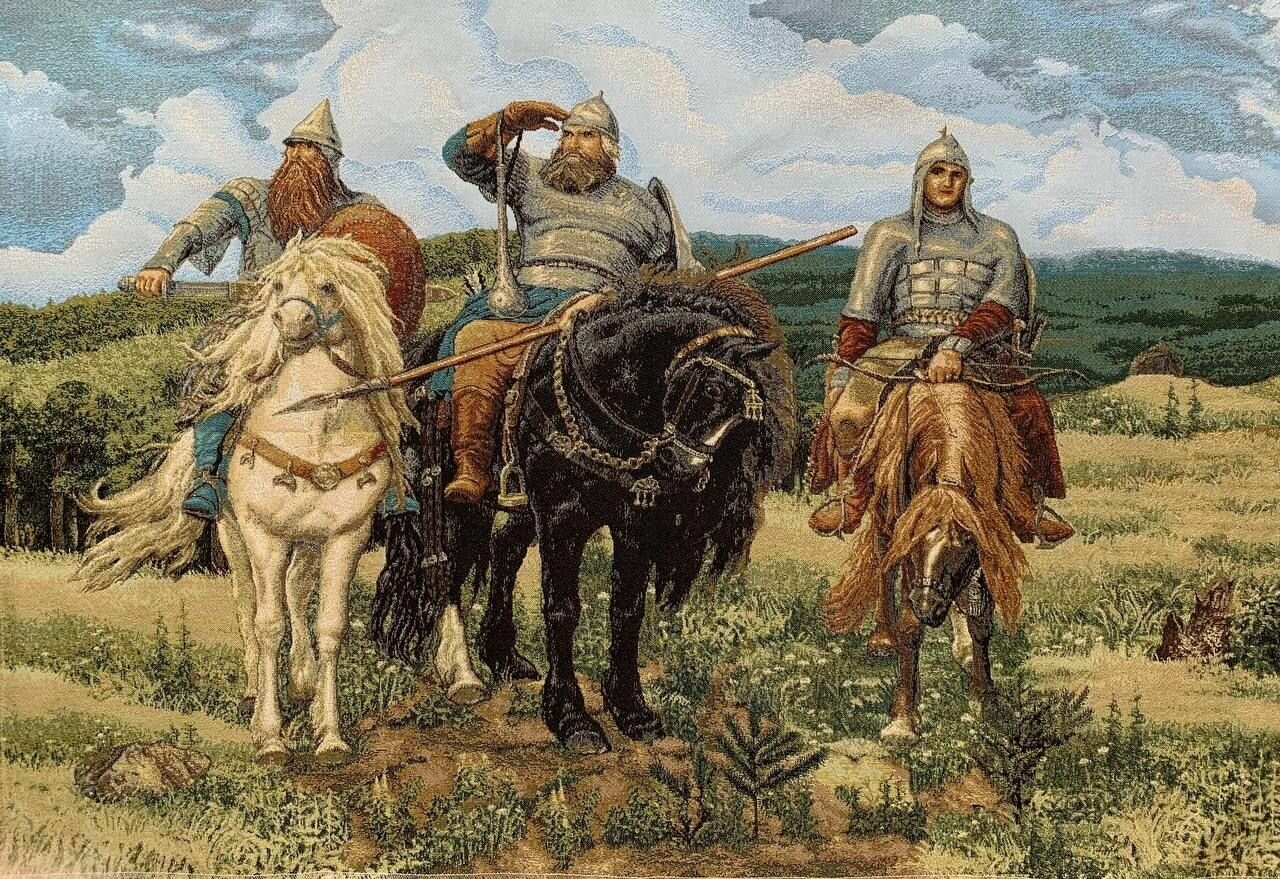 Гобелен, гобелен без рамы 105х70 см / "Три богатыря" В. М. Васнецов