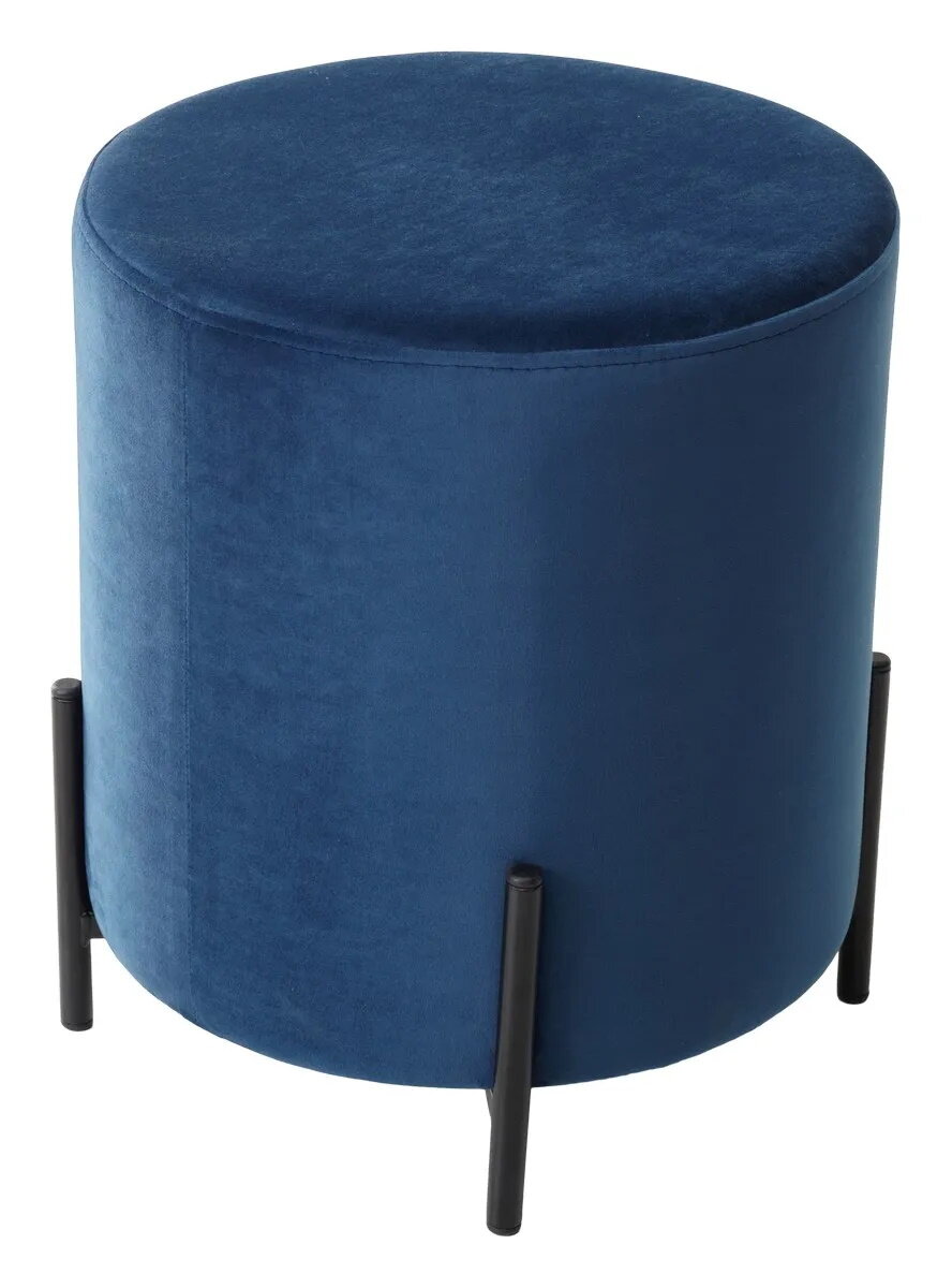 фото Пуф для гостиной феликс круглый синий #29, велюр / черный каркас М-City