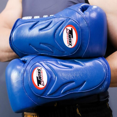 Боксерские перчатки TWINS Special BGVL6 натуральная кожа 10 oz синий