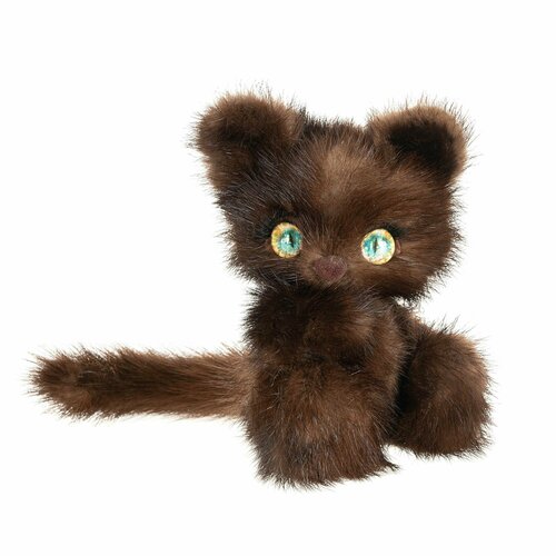 Мягкая игрушка котенок тедди из натурального меха норки коричневый мягкая игрушка кот арчи из натурального меха норки тедди коричневый