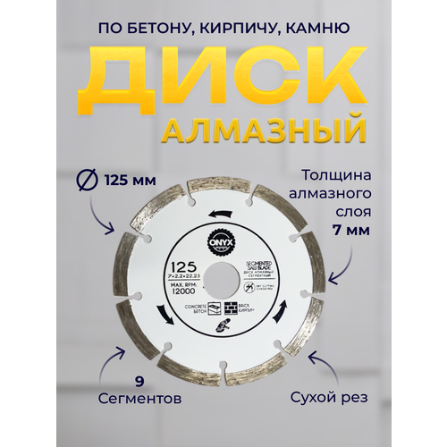 Диск алмазный сегментный по бетону и кирпичу 125х22,23